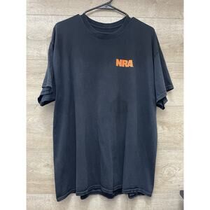 NRA Mens XL Licensed Black Short Sleeve Shirt Orange Camo